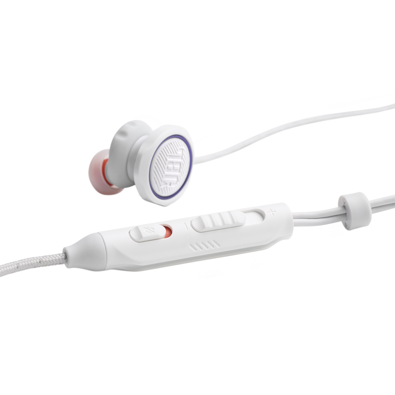 JBL Quantum 50 - White - Wired in-ear gaming headset with volume slider and mic mute - Detailshot 1 image number null